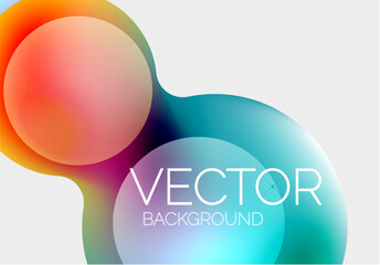 Beautiful flowing round shapes and circles abstract background. Liquid color bubble composition