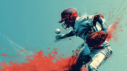 Baseball Player, National Game's Day, comic style abstract baseball player. Quarterback isolated. Super bowl sport theme vector, Generative Ai