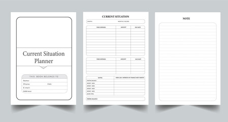 Editable Current Situation Planner Kdp Interior printable template Design.