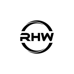 RHW letter logo design with white background in illustrator, cube logo, vector logo, modern alphabet font overlap style. calligraphy designs for logo, Poster, Invitation, etc.