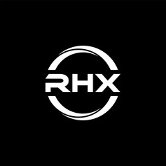 RHX letter logo design with black background in illustrator, cube logo, vector logo, modern alphabet font overlap style. calligraphy designs for logo, Poster, Invitation, etc.