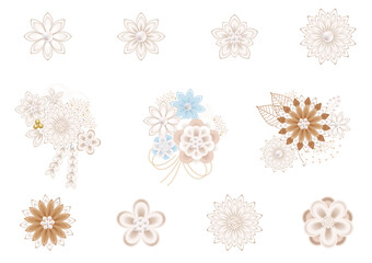 ホワイト系のシックな花髪飾り・コサージュ