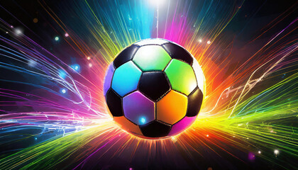 soccer ball on colorful back toground