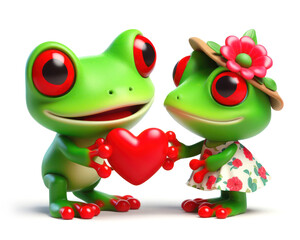 Obraz premium illustration of a funny red eyed tree frog giving a love heart