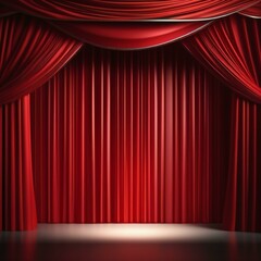 Open red 3D curtains inspired by film and theater.
