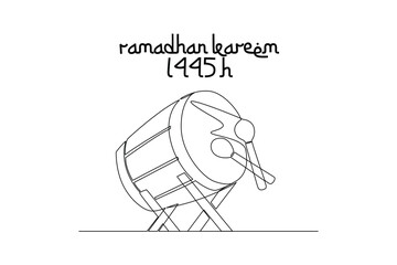 One continuous line drawing of Welcoming Ramadan concept. Doodle vector illustration in simple linear style.