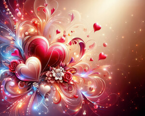 illustration of intricate abstract valentines day love design with copyspace
