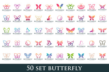 set of creative abstract butterfly logo design. Vector illustration