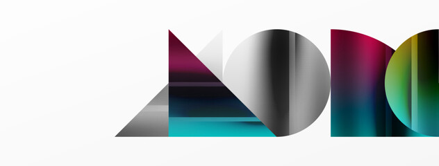 Minimalistic elegance shines through in this metallic background, showcasing composition of circles and triangles, creating geometric masterpiece