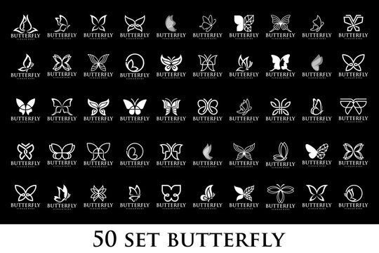 set of creative abstract butterfly logo design. Vector illustration