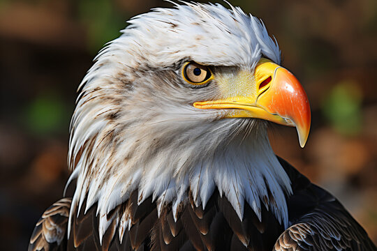 close up photo of an eagle from the side with beautiful eyes