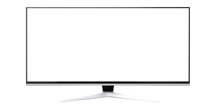 Ultrawide Monitor on Transparent Background, front view