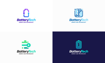 Set of Battery Technology Logo designs concept vector, Battery energetic ring to convey movement and dynamism.