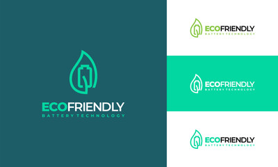 Green Energy with battery Symbol, Eco energy logo concept vector - obrazy, fototapety, plakaty