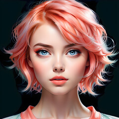 Fototapeta premium Striking Elegance Unveiled: A Captivating Showcase of Diverse Hairstyles Adorning Beautiful Women.(Generative AI)