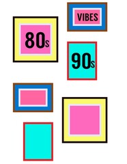 Retro 80s and 90s Style Frames with Vibrant Colors
