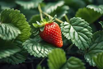 Macro shot of strawberry leaves - Powered by Adobe