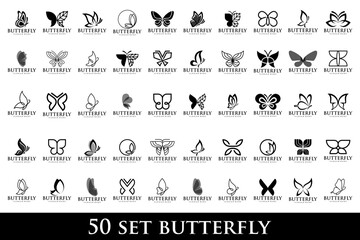 set of creative abstract butterfly logo design. Vector illustration