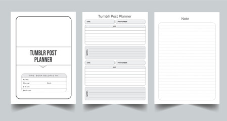 Editable Tumblr Post Planner Kdp Interior printable template Design.
