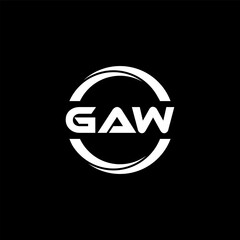 GAW letter logo design with black background in illustrator, cube logo, vector logo, modern alphabet font overlap style. calligraphy designs for logo, Poster, Invitation, etc.