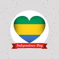 Gabon Independence Day With Heart Emblem Design