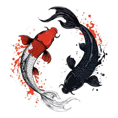 Yin and yang Koi fish vector illustration