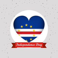 Cape Verde Independence Day With Heart Emblem Design
