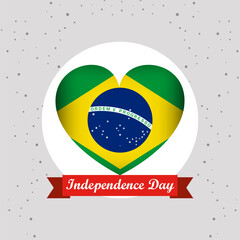 Brazil Independence Day With Heart Emblem Design