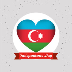 Azerbaijan Independence Day With Heart Emblem Design