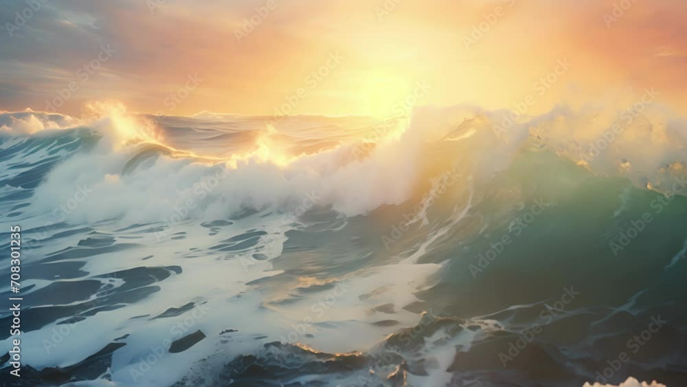 Poster Get lost in the soothing rhythm of crashing waves in this ethereal video capturing the power of the ocean.