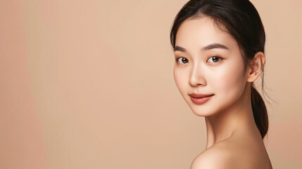 Fototapeta premium beautiful fresh face asian girl treatment skincare