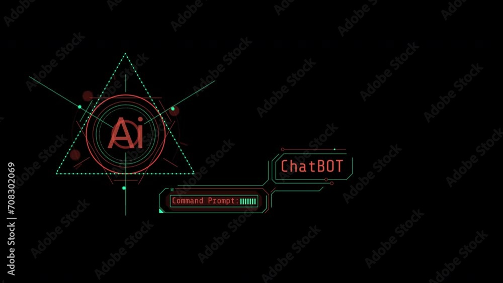 Poster infographics of chatbot and interaction with ai on alpha channel.