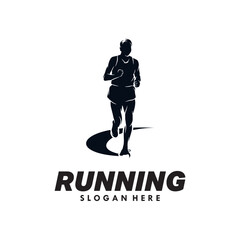 Running Man silhouette Logo Design vector