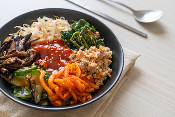 Korean spicy salad with rice - traditionally Korean food, Bibimbap