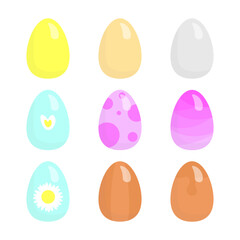A set of different Easter eggs on a white backgroun