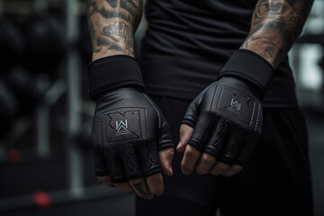 pair of gym gloves in black