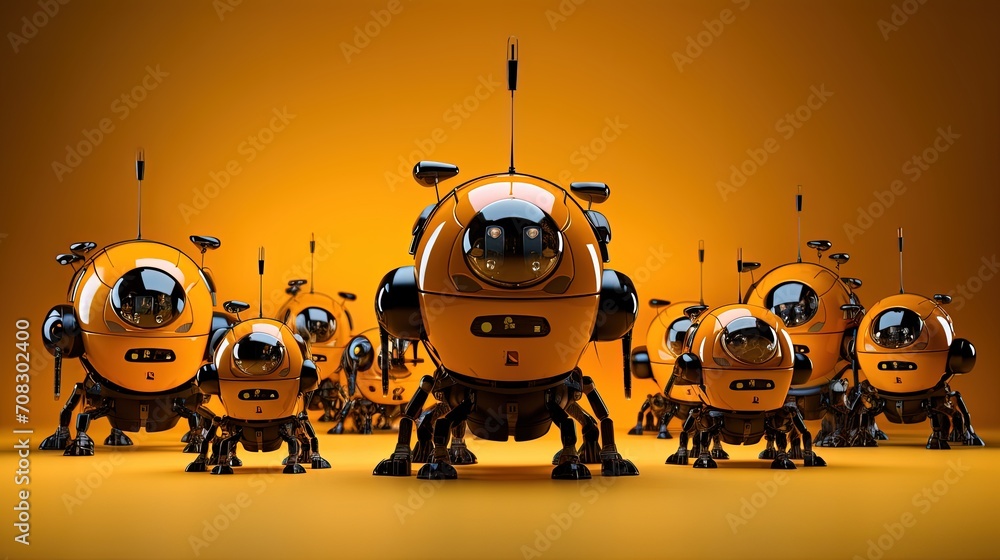 Poster swarm robotics cooperative machines multi agent systems solid color background