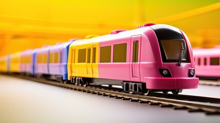 Fototapeta premium Public transportation efficient commuting eco friendly travel solid color background