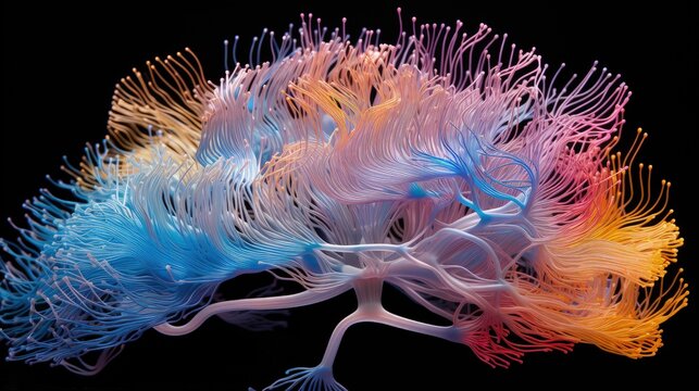 Brain mapping connectome studies neural circuitry analysis solid color background