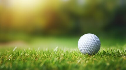 Golf ball on green grass. Generative ai