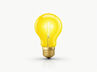 3D yellow a light bulb isolated on white background, Lighting electric lamp, Creative thinking symbol