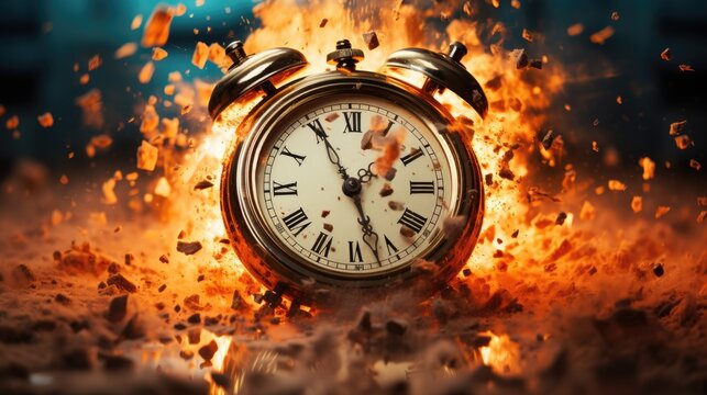 The alarm clock explodes destruction. Generative ai