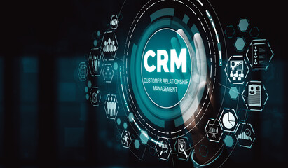 CRM Customer Relationship Management for business sales marketing system concept presented in...