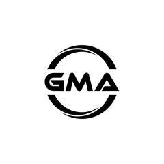 GMA letter logo design with white background in illustrator, cube logo, vector logo, modern alphabet font overlap style. calligraphy designs for logo, Poster, Invitation, etc.