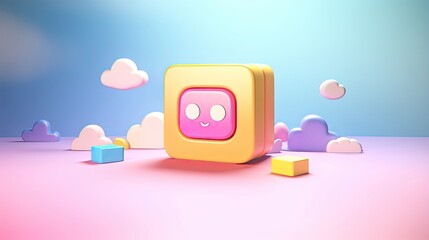 Obraz premium 3d cartoon icon floating in pastel color