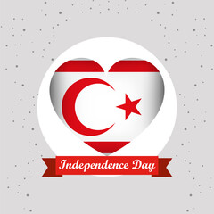 Northern Cyprus Independence Day With Heart Emblem Design