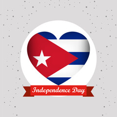 Cuba Independence Day With Heart Emblem Design