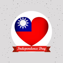 Taiwan Independence Day With Heart Emblem Design