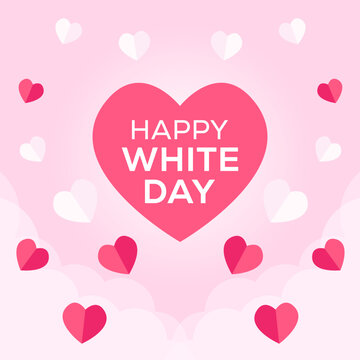 happy white day illustration in flat design style on a pink background