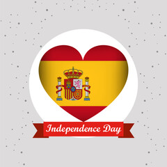 Fototapeta premium Spain Independence Day With Heart Emblem Design